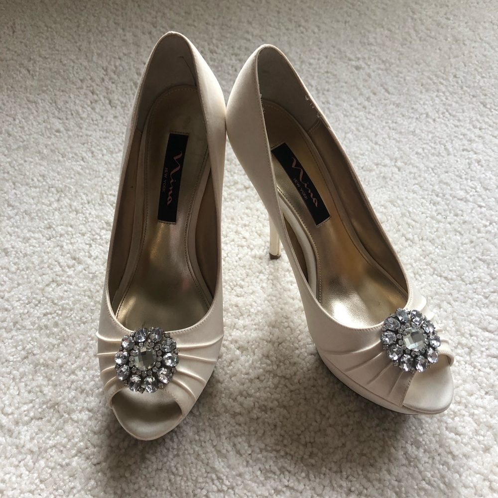 Nina Rhinestone Open Toe Heels